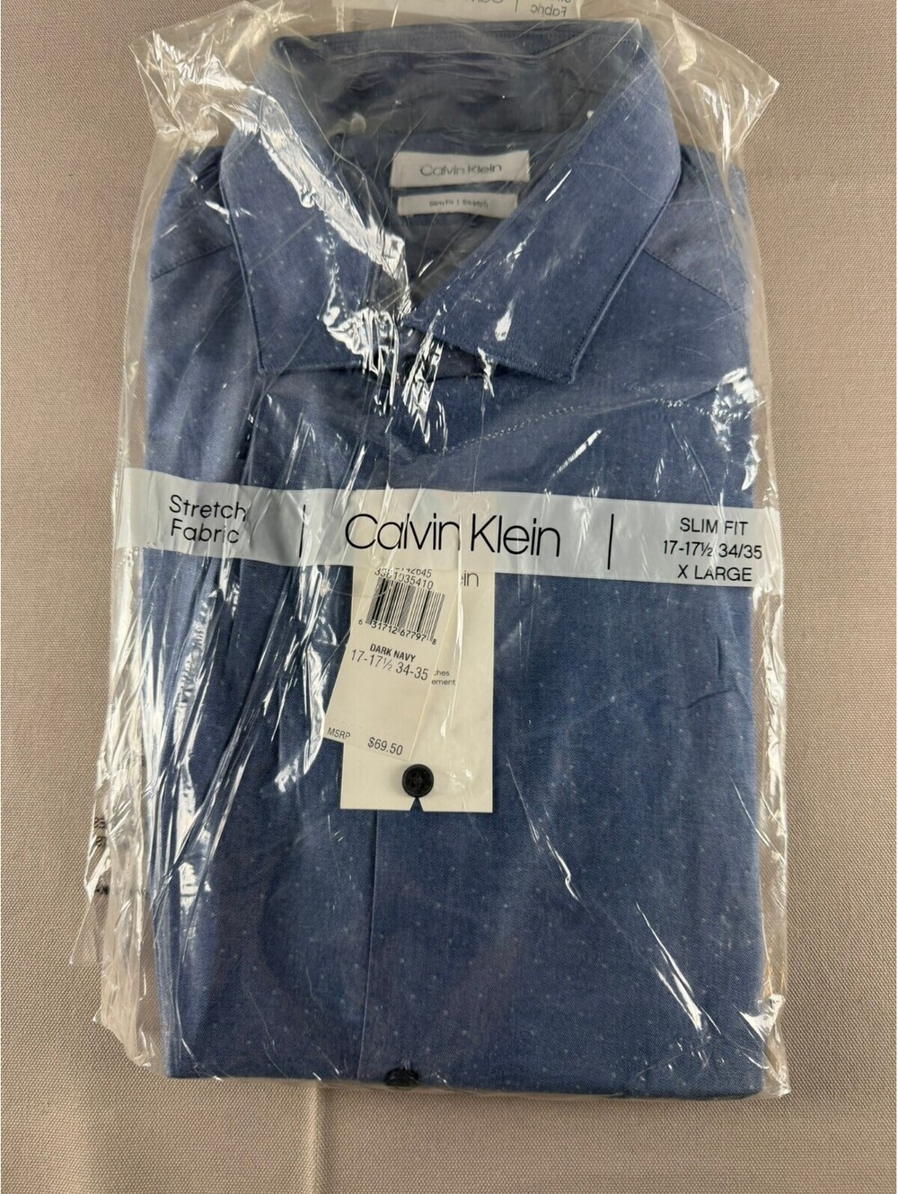 Calvin Klein slim fit stretch blue dress shirt Men's size XL